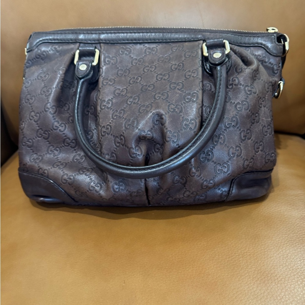 Gucci Dark Brown GG Embossed Leather Shoulder Bag - Picture 3 of 12